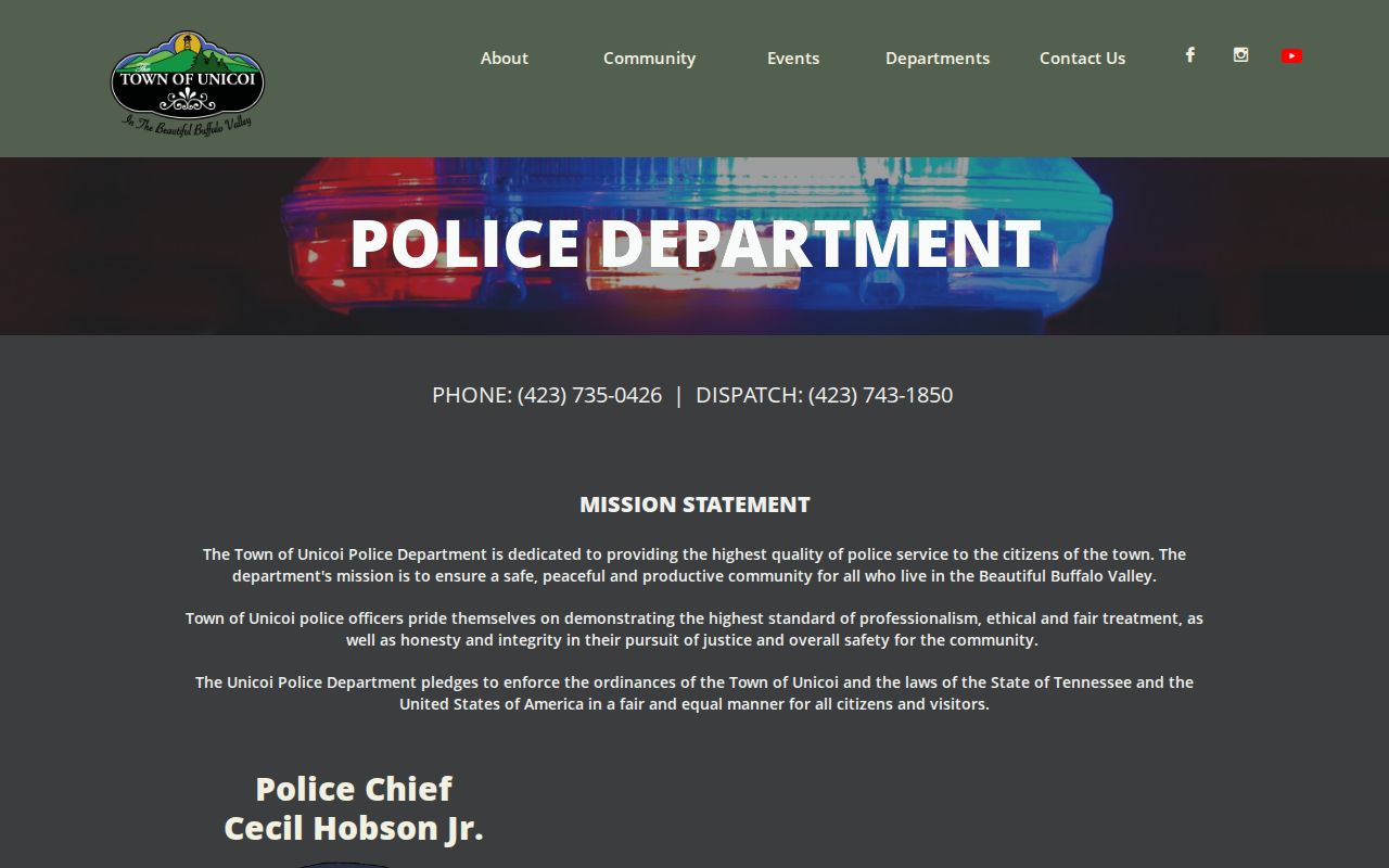 Unicoi Police Department arrest-record source in Unicoi County