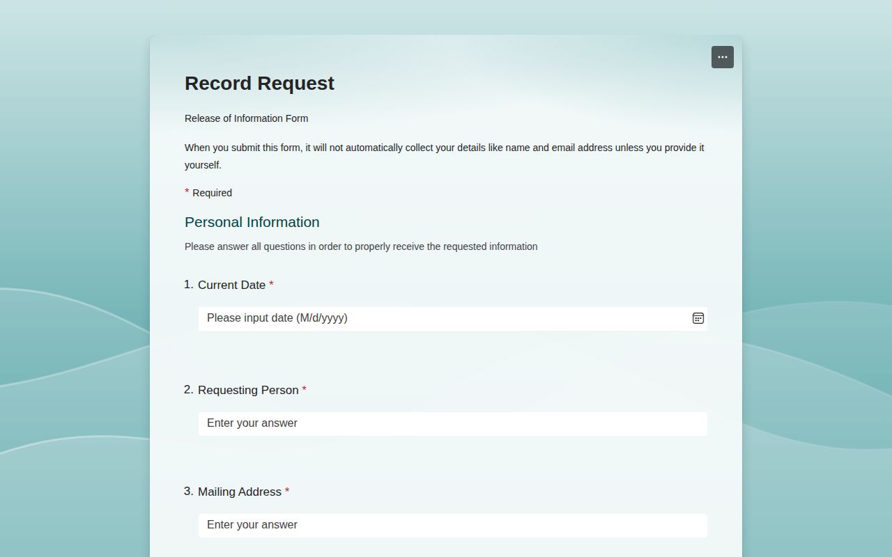 Unicoi County public booking-record request form