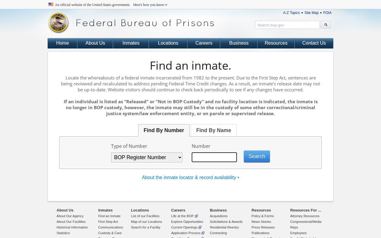 Unicoi County warrant context showing the federal BOP inmate locator